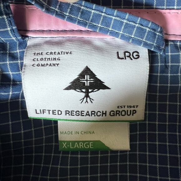 LRG Men's Blue Graph Check WindbreakerJacket Fisherman Gorpcore Outdoor -XL - Picture 7 of 13